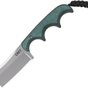 CRKT – 2383 – Minimalist Cleaver Neck Knife – Fixed Blade Knife – 5Cr15MoV Bead Blast Cleaver – Polished Resin Infused Fiber – Green