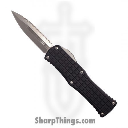 Microtech – 702-12FRS – Hera Frag – D/E OTF – Stonewash Full Serrated – Black